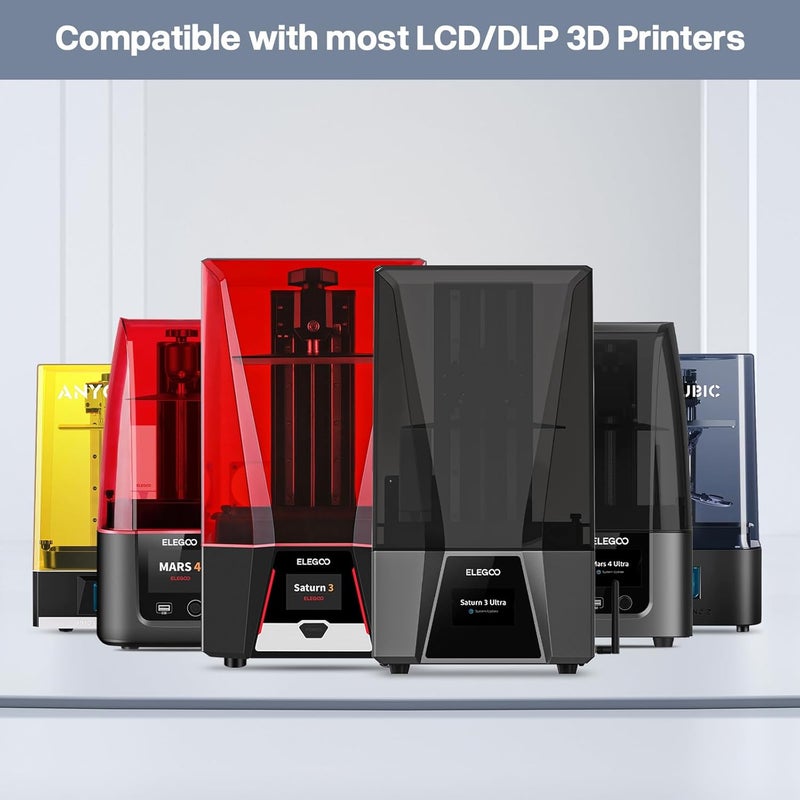 ELEGOO راتنج ABS مثل المحسن 3.0، راتنج طباعة ثلاثية الأبعاد UV-Curing 405nm بدقة أعلى وانكماش أقل، راتنج فوتوبوليمر معزز القوة والصلابة لطابعة LCD باللون الأخضر الشفاف 2000G - Image 5